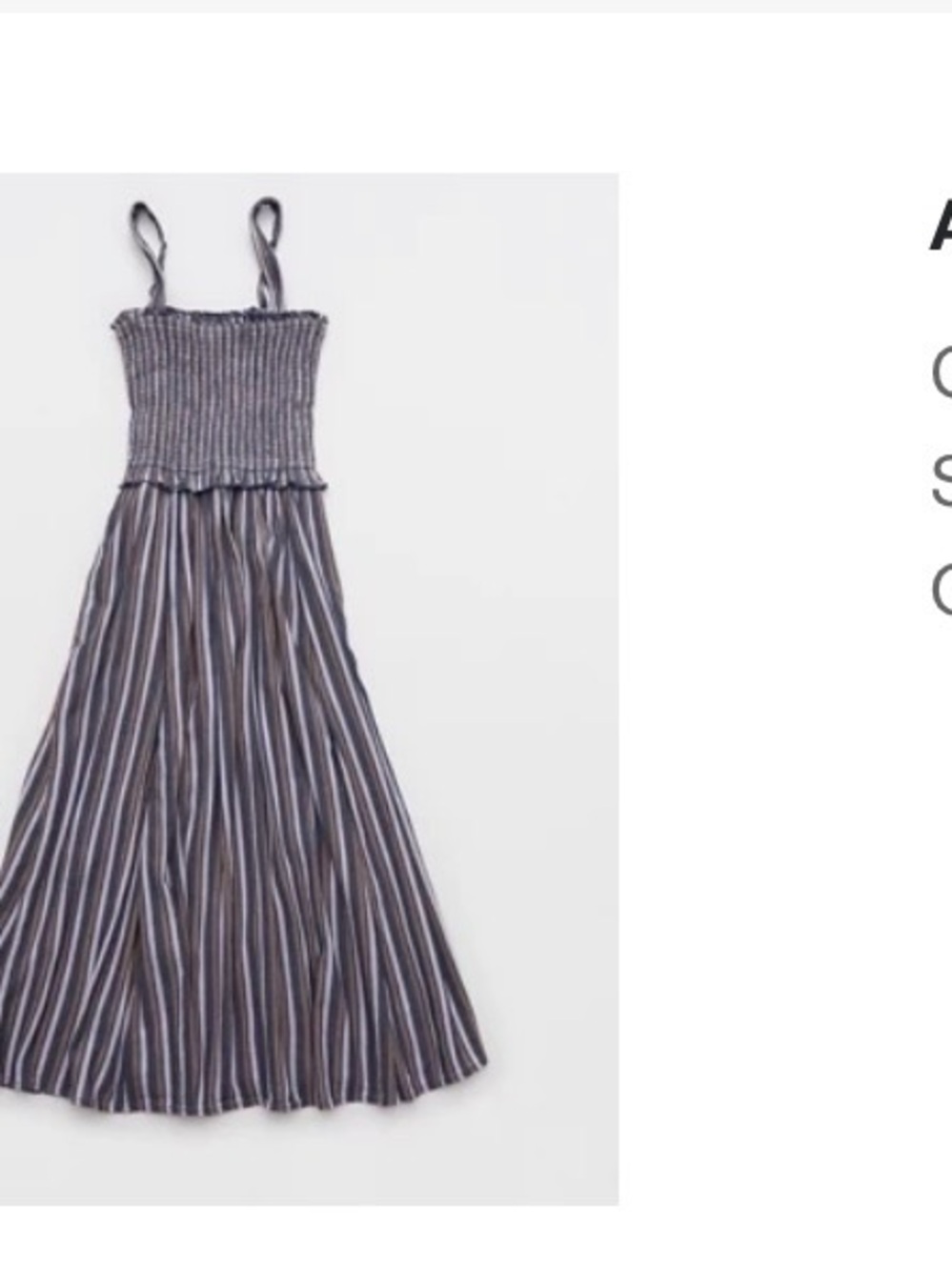 aerie Striped Smocked Maxi Dress - Gray